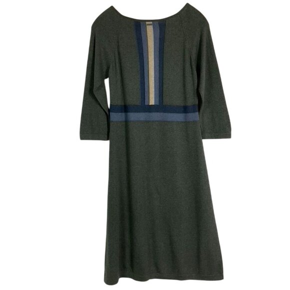 NWT PrAna Yarrah Dress, Medium, Dark Gray Blue Tan Organic Cotton, Toggle - Picture 8 of 15